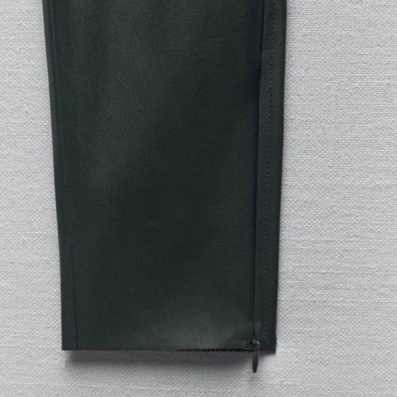 ZARA Women's Faux Leather Skinny Leggings(Dark Green, US M, L, XL/EUR M, L, XL) - Picture 8 of 11
